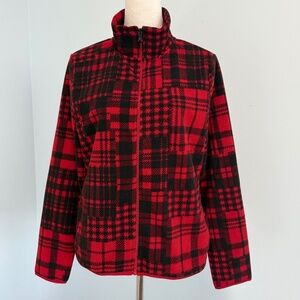 Lauren by Ralph Lauren Red/Black Checkered Fleece Jacket – Size M